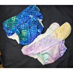 Mama Koala Cloth Diaper Mermaid Scales Tie Dye Snaps Reusable Kids‎